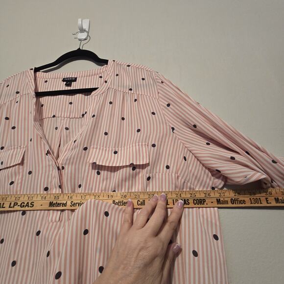 Torrid Floral Stripe Georgette Top Blouse Womens 3X Pink Popover Boho Cottage - Picture 6 of 10